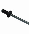 High Grade Multi Purpose Specialty Rivet Clips 25 Piece Kit Replaces 9026906017 And 90269A0005 showing a steel rivet clip with a black head.