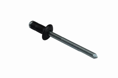 High Grade Multi Purpose Specialty Rivet Clips 25 Piece Kit Replaces 9026906017 And 90269A0005 showing a steel rivet clip with a black head.