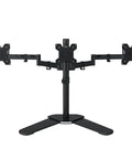 Straight Up Heavy Duty Triple Monitor Stand With 360 Degree Full Motion Arms For 10 To 24 Inch Screens featuring dual arms and stable base.