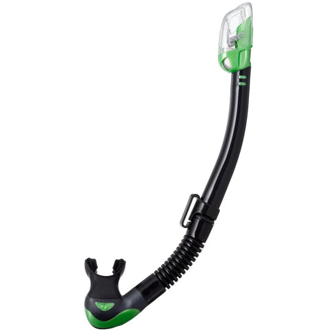 Hyperdry Elite II Dry Top Snorkel For Scuba Diving Gear with translucent tubing, low profile water blocking design, quick close gasket.