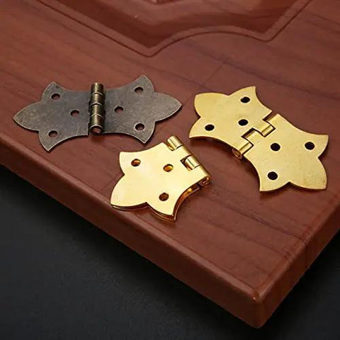 Antique Bronze Gold Flower Metal Butt Hinges For Cabinets And Jewelry Boxes 57 By 31mm Six Hole Door Drawer Hinge Set Display