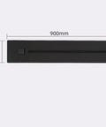 Hassle Free Wall Mounted Power Track Strip Featuring Slide Rail Sockets, Zero Drill Installation For Kitchen Or Bathroom, Smart Switch With Led Indicator, 90 Cm Modern Residential Electrical Upgrade, black aluminum 900mm power strip