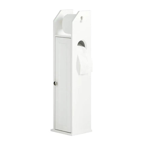 Free Standing Toilet Paper Holder And Slim Bathroom Storage Cabinet For Narrow Spaces White Mega Roll Organizer