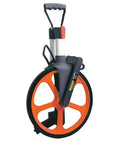 Heavy Duty Survey Measuring Wheel With Twelve Point Five Inch Roller Tracks Feet And Tenths Flawlessly For Straight Up Landscapers mapping tough yards.