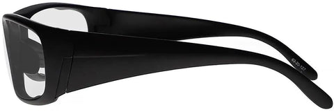 Top Tier Photochromic Safety Glasses With Transition Lenses Shifting Clear To Gray Shades Outdoors Built Different With Wrap Around Design side view