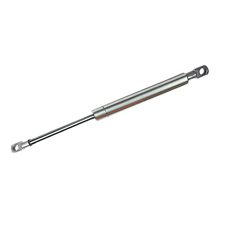 Built Like A Tank 316 Stainless Steel Gas Strut With Smooth Soft Close Dampers For Cabinet Hatches And Heavy Storage Doors Premium Eyelet Joint Hydraulic Lift Made In The Usa, side view of gas strut.