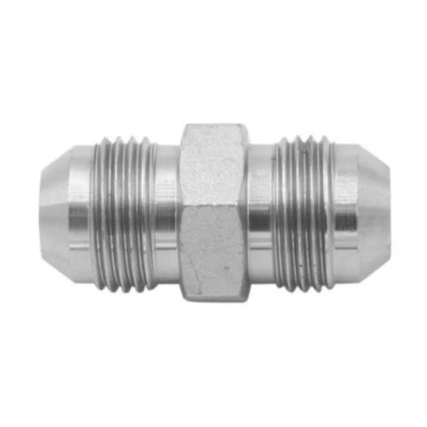 3/8 In JIC Male To 3/8 In JIC Male Flared Straight Tube Hydraulic Adapter Fitting 5 Pack For Fluid Power Systems Built From Carbon Steel Corrosion Resistant Up To 7000 PSI, silver carbon steel