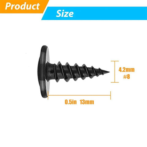 Close-up of 180 Piece Tough As Nails Bundle Of Black Carbon Steel Self Tapping Screw, size #8 x 1/2 inch.