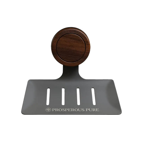 Two Pack Detachable Soap Holder With Self Draining V Shaped Design In Stainless Steel And Wood Finish for shower bathroom