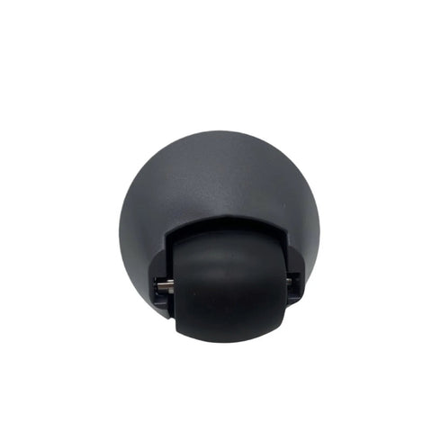 Close-up of front omni-directional caster wheel for Roborock vacuum cleaner, black