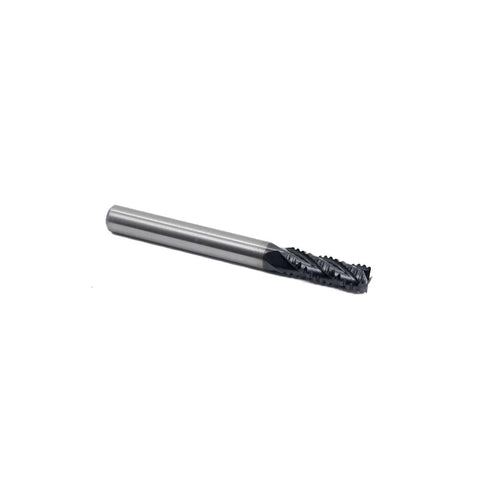 Roughing end mill, HSS square-nose, 4-flute, 1/4 in shank, 3/4 in flute length