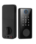 No Fuss Keyless Entry Smart Door Lock With Quick Tap Fingerprint And Password Access Rock Solid Aluminum Alloy Auto Deadbolt front and back view