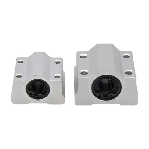Heavy Duty SCS6UU Linear Motion Ball Bearing Slide Block Bushing aluminum housing in two sizes for CNC and 3D printer mods.