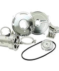 Badass Chrome Alternator Conversion Kit 75 Amp For Type One Two Volkswagen Engines And Dune Buggies with chrome pulley and mounting hardware.