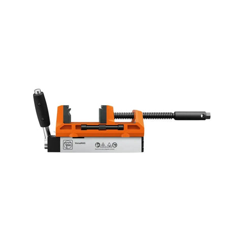 VersaMag Magnetic Vise Set With Two Rotor System For Ultra Secure Clamping shown in side view with 4-inch jaw width.