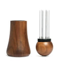 Precision Espresso Stirrer Needles With 0.4mm Stainless Tips And Natural Wood Handle, Includes Matching Stand close-up view.