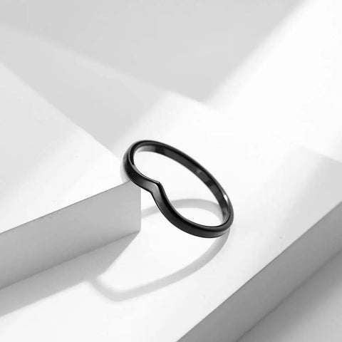 Engravable BFF Ring Set For Two In Rose Gold Plated Stainless Steel 2mm Dainty Chevron V Shaped Stacked Rings For Best Friends