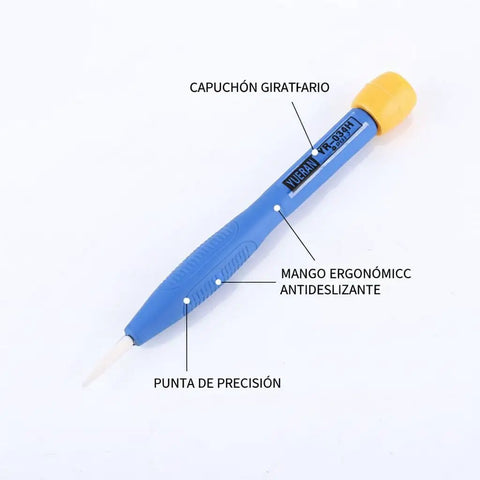 Close-up of one screwdriver from 8 Piece Slotted Screwdriver Set With Anti Static Ceramic Bits And Plastic Handles For Precision High Frequency Circuit Adjustment And Electronics Repair Durable Comfortable Grip For Pro Tech DIY.