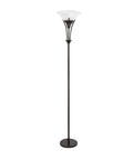 71 Inch Dark Bronze Floor Lamp With Alabaster Glass Shade, Rustic Modern Style For Living Room Or Bedroom, full view
