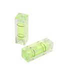for acrylic Plastic for spirit Level 29mm Green Blue Pair for(Green) showing two green bubble levels from top view.