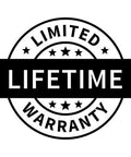 Lifetime warranty badge; circular seal with LIMITED LIFETIME WARRANTY text.