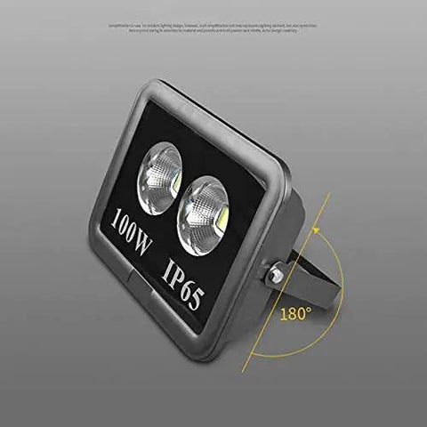 JUDYSSY Home Floodlight, Outdoor Waterproof Led Projection Lamp Outdoor Roof Top Open Door Lighting Explosion-Proof Lamp Ip66/65, Rechargeable Work Light, 100W, showing dual lenses and adjustable angle.