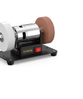 Mini Portable Electric Bench Grinder for Home and Hobby Projects Compact Grinding Machine with Heavy Duty Motor for Shop Deburring and Sharpening Tasks Badass Performance in Tiny Form Factor Smooth Operation and Easy Assembly with dual grinding wheels.