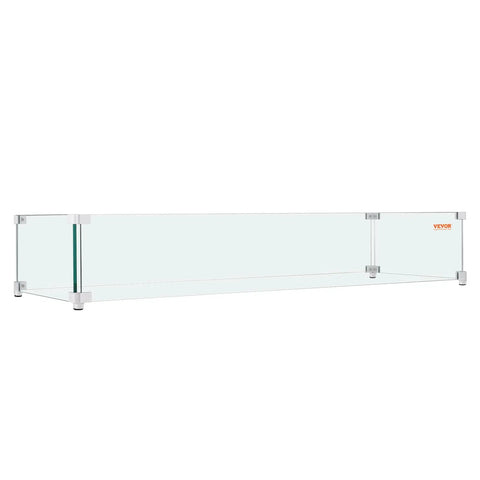 Glass Wind Guard For Fire Pit 38 X 10.5 X 6 Inches, Rectangular Tempered Shield 0.3 Inch Thick