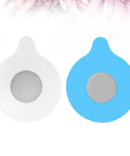 Silicone Tub Stopper Drain Plug Cover 2pcs for Bathtub and Basin in white and blue colors with round gray center.
