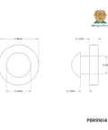 Technical diagram of Ridged Stem Rubber Push-In Bumper 9/16 Inch Diameter Fits 1/4 Inch Hole In 1/8 Inch Thick Material