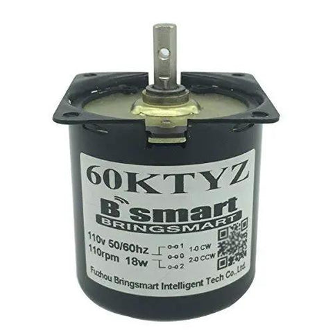 60KTYZ 15 RPM AC Motor with Built-In Gearbox and Claw Pole Permanent Magnet Design for Slow Speed Tasks, Front View
