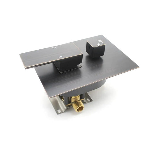 Two Way Outlet Shower Diverter Valve Mixer With Two Handles Pressure Balance Valve Thermal Limit Safety Stop Oil Rubbed Bronze Finish Replacement Shower Valve Kit Easy Install