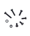 180 Piece Metric M6 Black Pa66 Nylon Phillips Pan Head Screw Assortment Kit With Hex Nuts And Flat Washers on a white background.