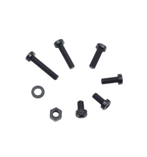180 Piece Metric M6 Black Pa66 Nylon Phillips Pan Head Screw Assortment Kit With Hex Nuts And Flat Washers on a white background.
