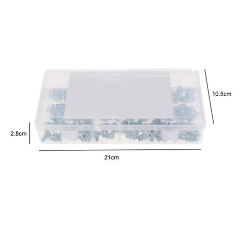 Super Tough Grease Nipple Assortment Kit With 260 Galvanized Iron Fittings In M6 M8 M10 Metric And Imperial Sizes Including 90 Deg And 45 Deg Angled Straight Nozzles Perfect For Heavy Duty Jobs Anywhere You Go, 21cm case