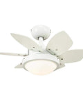 24 Inch Ceiling Fan With Light In White Finish, Dimmable LED Fixture, Opal Frosted Glass, Reversible Blades