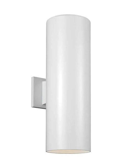Two Light Outdoor Wall Lantern With Tempered Glass And White Finish, Powder Coated Exterior Lighting For Porch Or Patio, side view of fixture