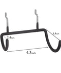 Side view of a rubber-coated pegboard hook, part of Six Pack Heavy Duty Pegboard Drill Holder Set With Rubber Coated Tool Hooks For Drills And Power Tools Keeps Garage Or Shed Neat And Within Easy Reach, dimensions labeled.