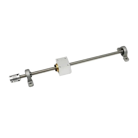 Top Notch T8 Lead Screw Rod Kit For 3D Printers And CNC Gear, 2mm Pitch With 8mm Diameter Available In Sizes Ranging From 4 Inches To 40 Long Inches For Precision Motion Control Setup, with coupler and bearings