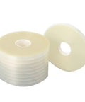 Premium OPP Strapping Tape 100 Roll Pack stacked, showcasing heavy duty grip and smooth feeding for bundling.