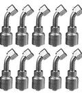 Rock Solid Hydraulic Crimp Fittings Featuring 45 Degree Swivel Female JIC Connectors Sized For One And Half Inch Hose In A No Bull Ten Pack.