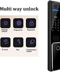 Rock Solid Smart Digital Door Lock With Lightning Fingerprint Scan Pin Code Input Slick Smartphone Control Heavy Duty Aluminum Body Effortless Auto Locking And Quick Key Backup For Sweet Home Security Upgrade with multi-way unlock options.