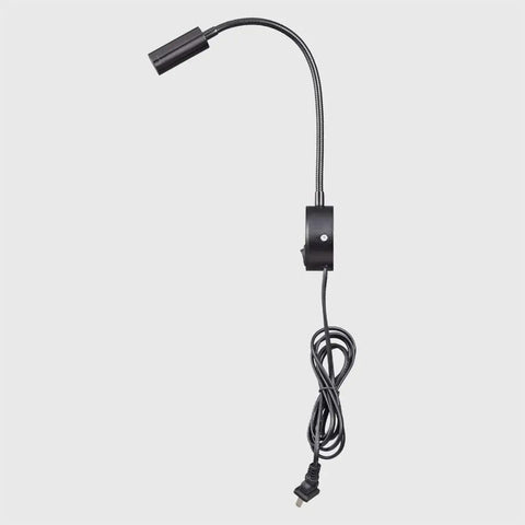 Plug In LED Reading Lamp Wall Sconce 3W Warm White 3000K Bead Lens Soft Light Flexible Gooseneck Black Finish with Cord
