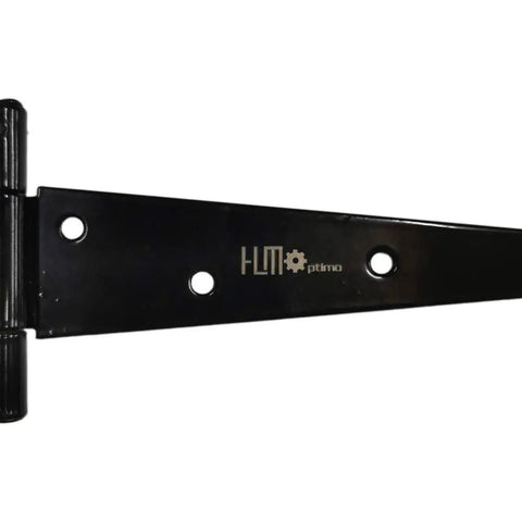 Heavy Duty T Hinge T Strap Gate Barn Fence Door Rustproof Black Metal Hinges With Counterbore M4 Screws 4 Pack 6 Inch side view of hinge