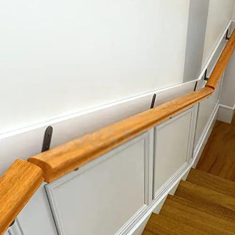 Built Tough Wall Mount Non Slip Stair Handrail And Balcony Banister Kit With Heavy Duty Anti Skid Grip For Indoor Outdoor Steps No Fuss Setup Home Safety Game Changer - wooden handrail on indoor staircase.