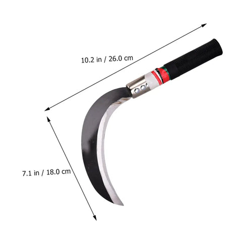 Lightweight Manganese Steel Tree Cutter For Weeding And Harvesting Super Handy Garden Tool with measurements displayed