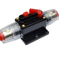 Heavy Duty DC Circuit Breaker 20A To 300A Quick Manual Reset Waterproof 12V To 48V Marine RV ATV Boat Rig Ready switch with clear casing.