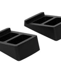 Pair of black Tilted Wedge Desktop Speaker Stands for small speakers, dope anti-vibration design, 15 degree tilt, durable thermoplastic rubber.