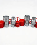 Flat Face 1/2 Inch NPT Hydraulic Quick Connect Couplers Set With Dust Caps ISO 16028 High Flow For Skid Steer Bobcat Machines