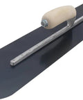 Fully Rounded Concrete Finishing Trowel With Blue Steel Blade And Wood Handle, 24 By 5, Durable Hardened Spring Steel, Pro Grade Tool